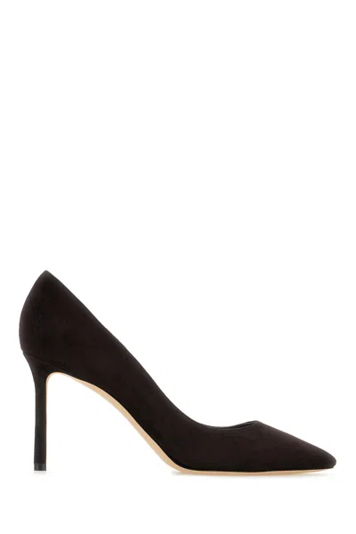 Jimmy Choo Dark Brown Suede Romy Pumps