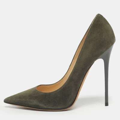 Pre-owned Jimmy Choo Dark Green Suede Anouk Pumps Size 37