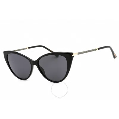 Jimmy Choo Dark Grey Cat Eye Ladies Sunglasses Val/s 0807/ir 57 In Black