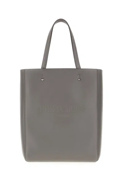 Jimmy Choo Dark Grey Leather Medium Lenny Handbag In Gunmetal
