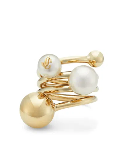 Jimmy Choo Women Jc Multi Pearl Ring In Gold