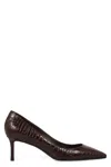 Jimmy Choo Crocodile-embossed Pointed-toe Pumps In Burgundy