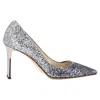 Jimmy Choo Degrade Pointy Toe Romy 100 Pumps In Silver Glitter In Silver