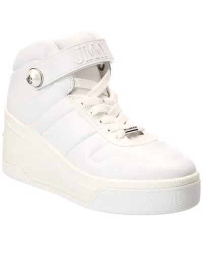 Jimmy Choo Del Mar Leather Platform Sneaker In White