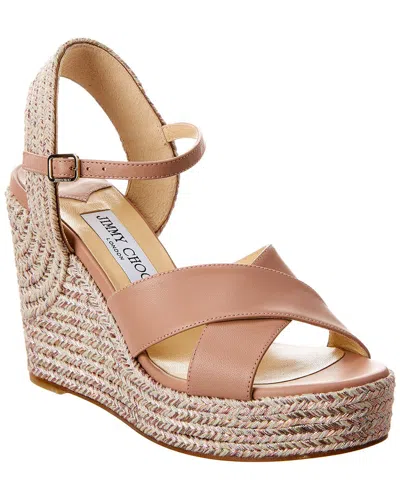 JIMMY CHOO DELLENA 100 LEATHER WEDGE SANDAL