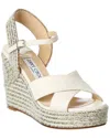 Jimmy Choo Strappy Open Toe Wedge Sandals In White