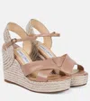 Jimmy Choo Dellena 100 Leather Espadrille Wedge Sandals In Ballet Pink