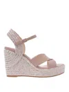 Jimmy Choo Dellena 100 Leather Espadrille Wedge Sandals In Color Carne Y Neutral