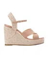 Jimmy Choo Dellena 100 Leather Espadrille Wedge Sandals In Nude