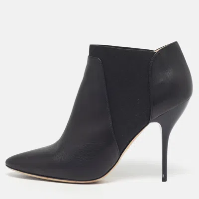 Pre-owned Jimmy Choo Deluxe Size 40 Black Fabric And Leather Ankle Length Boots