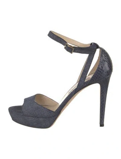 Pre-owned Jimmy Choo Denim Animal Print D'orsay Pumps In Blue