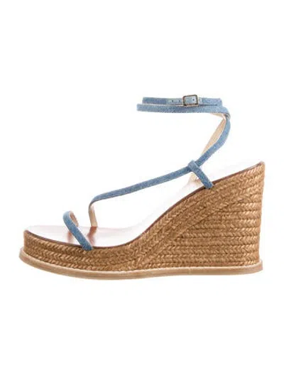 Pre-owned Jimmy Choo Denim Braided Accents Espadrilles In Blue