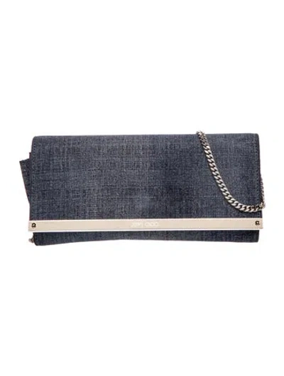Pre-owned Jimmy Choo Denim Clutch In Blue