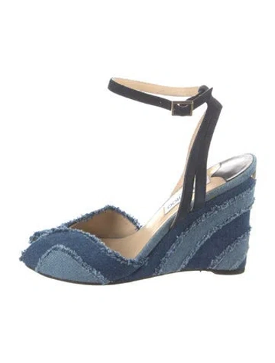 Pre-owned Jimmy Choo Denim Colorblock Pattern Espadrilles In Blue