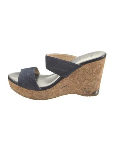 Pre-owned Jimmy Choo Denim Colorblock Pattern Espadrilles In Blue