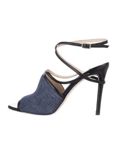 Pre-owned Jimmy Choo Denim Colorblock Pattern Sandals In Blue