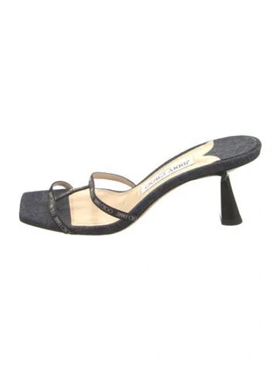 Pre-owned Jimmy Choo Denim Colorblock Pattern Slides In Multi