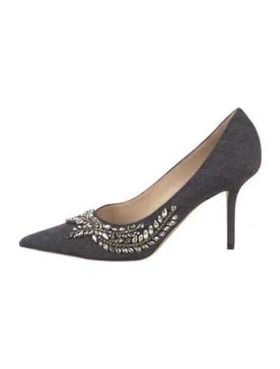 Pre-owned Jimmy Choo Denim Crystal Embellishments Pumps In Blue