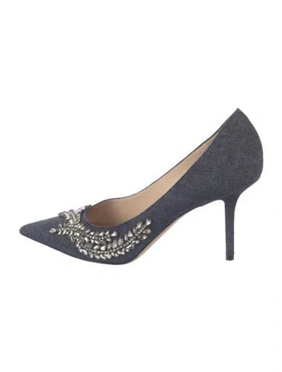Pre-owned Jimmy Choo Denim Crystal Embellishments Pumps In Blue
