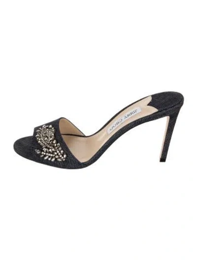 Pre-owned Jimmy Choo Denim Crystal Embellishments Sandals In Blue