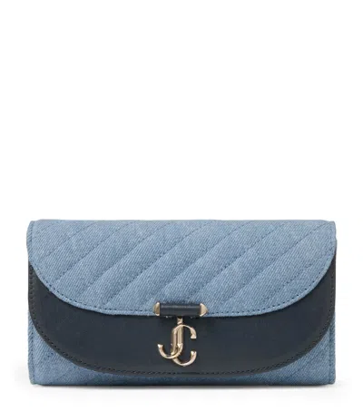 Jimmy Choo Denim Curve Wallet On Chain In Blue