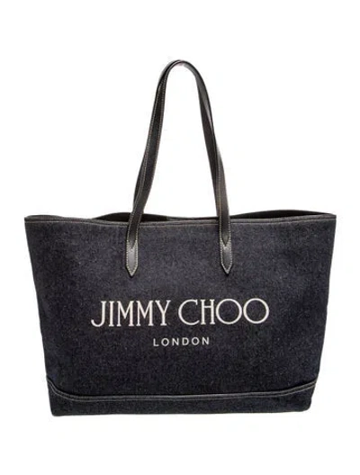 Pre-owned Jimmy Choo Denim Denim Logo Tote In Blue