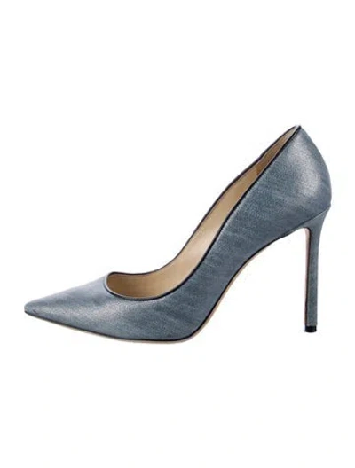 Pre-owned Jimmy Choo Denim Leather Trim Embellishment Pumps