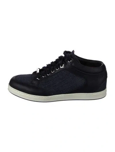 Pre-owned Jimmy Choo Denim Leather Trim Embellishment Sneakers In Blue