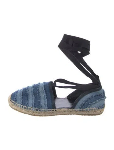 Pre-owned Jimmy Choo Denim Printed Espadrilles In Blue