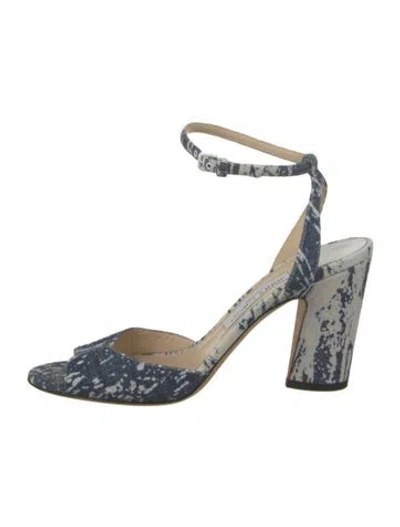 Pre-owned Jimmy Choo Denim Printed Sandals In Blue