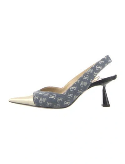 Pre-owned Jimmy Choo Denim Printed Slingback Pumps In Blue