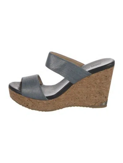 Pre-owned Jimmy Choo Denim Sandals In Black/blue/brown