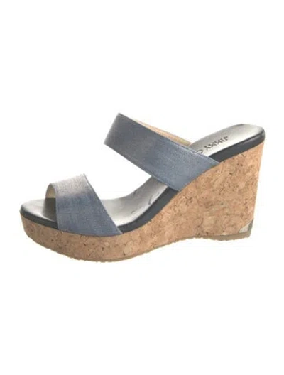 Pre-owned Jimmy Choo Denim Slides In Blue