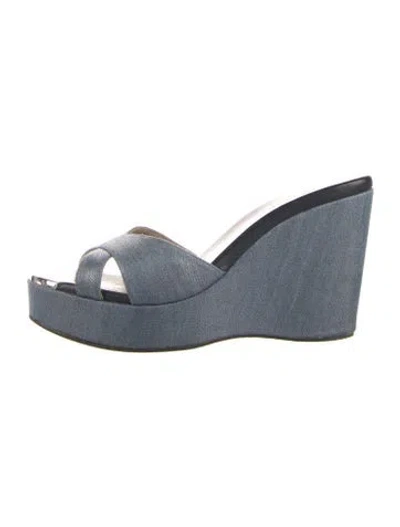 Pre-owned Jimmy Choo Denim Slides In Blue