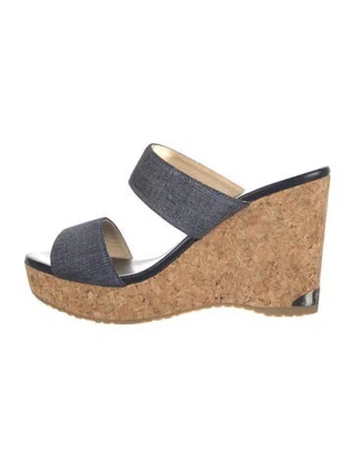 Pre-owned Jimmy Choo Denim Slides In Blue