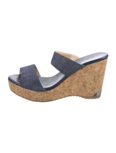 Pre-owned Jimmy Choo Denim Slides In Blue