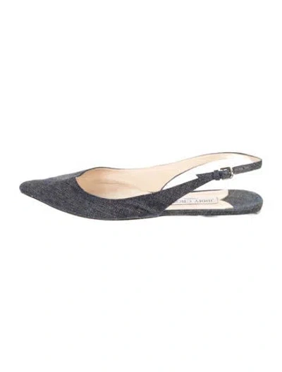 Pre-owned Jimmy Choo Denim Slingback Flats In Blue
