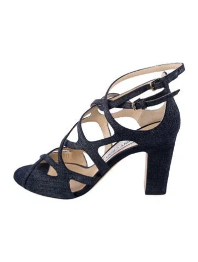 Pre-owned Jimmy Choo Denim Slingback Sandals In Blue