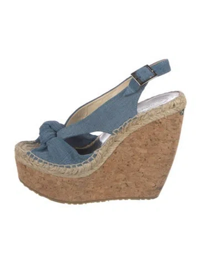 Pre-owned Jimmy Choo Denim Slingback Sandals In Multi