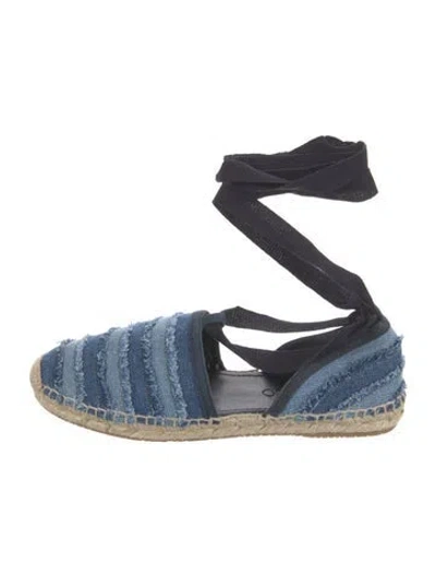 Pre-owned Jimmy Choo Denim Striped Espadrilles In Blue