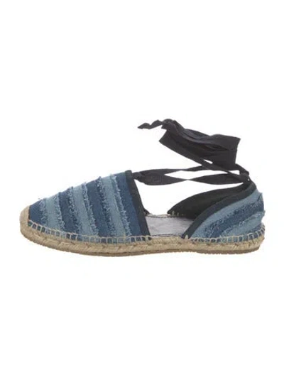 Pre-owned Jimmy Choo Denim Striped Espadrilles In Blue