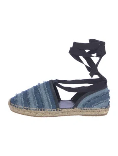 Pre-owned Jimmy Choo Denim Striped Espadrilles In Blue