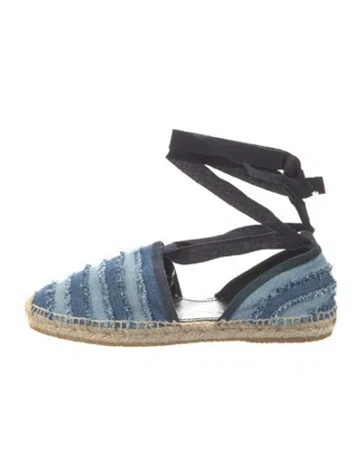Pre-owned Jimmy Choo Denim Striped Espadrilles In Blue