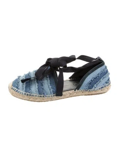 Pre-owned Jimmy Choo Denim Striped Espadrilles In Blue