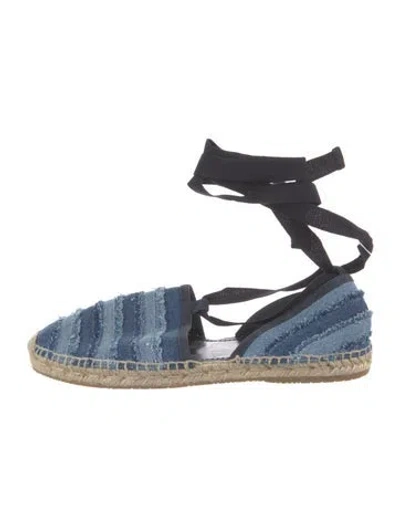 Pre-owned Jimmy Choo Denim Striped Espadrilles In Blue