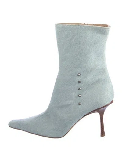 Pre-owned Jimmy Choo Denim Studded Accents Boots In Black