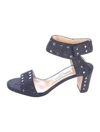 Pre-owned Jimmy Choo Denim Studded Accents Sandals In Blue
