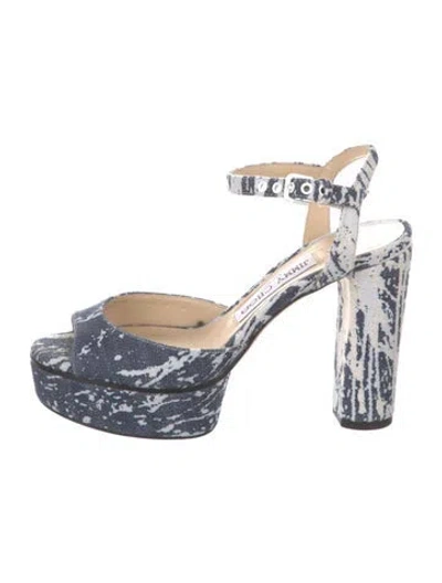 Pre-owned Jimmy Choo Denim Tie-dye Print Slingback Pumps In Blue