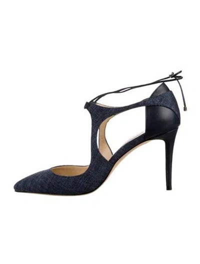 Pre-owned Jimmy Choo Denim T-strap Pumps In Blue