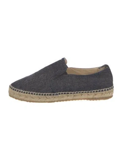 Pre-owned Jimmy Choo Denim Whipstitch Trim Espadrilles In Blue